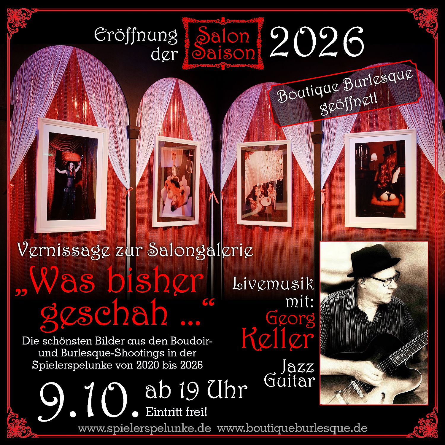 Eröffnung der SalonSaison mit Vernissage zur Fotogalerie und Boutique Burlesque