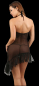 Preview: transparentes minikleid aus schwarzem mesh mit schrägem tüll-rocksaum