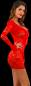 Preview: transparentes minikleid aus spitze rot schmuckelelement im tiefen dekollete spielerspelunke