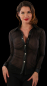 Preview: damenbluse schwarz mit transparenten streifen und wetlook