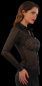 Preview: damenbluse schwarz mit transparenten streifen und wetlook