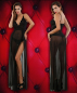 Preview: langes neglige babydoll nachtkleid schwarz transparent hochgeschlitzt boutiqueburlesque
