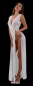 Preview: langes transparentes Kleid weiß hochgeschlitzt mit seitlichen Spitzeneinsätzen boutiqueburlesque