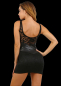 Preview: Schwarzes Clubkleid aus Spitze und Wetlook mit durchgehendem Reißverschluß vorn und gepolsterten Cups