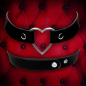Preview: Samt Softtouch Choker Halsband 2cm breit mit Metall Schmuckherz und Druckknöpfen