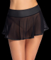 Preview: Hauchdünner, transparenter Minirock schwarz mit breitem Bund und schmalem Saum im Mattlook