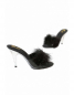 Preview: mule shoes pantoletten low heel transparent mit lackleder und federn spielerspelunke