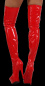 Preview: rote lack overknee stiefel high heel plateau reißverschluß