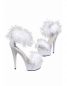 Preview: burlesque high heels plateau sandale weiß mit federn spielerepelunke