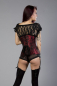 Preview: Viktorianisches Steampunk Unterbrust Korsett aus rotem Brokat mit floralem Muster