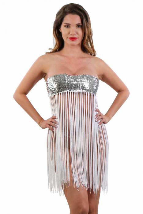 Preview: weißer Fadenrock mit Paillettenbund