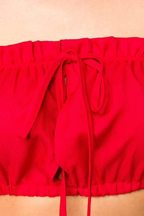 Preview: Off Shoulder Top Bluse schulterfrei bauchfrei rot