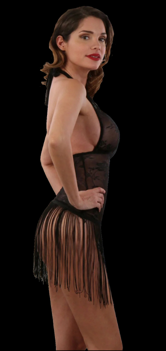 Preview: transparentes spitzen chemise babydoll mit fadenrock und neckholder boutiqueburlesque