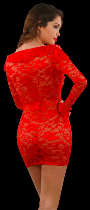 Preview: transparentes minikleid aus spitze schwarz schmuckelelement im tiefen dekollete spielerspelunke