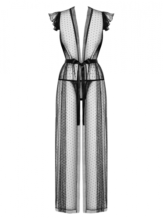 Preview: schwarzes peignoir transparent