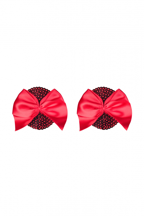 Preview: rote pailletten nipple cover rote satinschleife