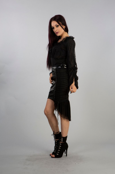 Preview: viktorianisches gothic top schwarz langärmelig