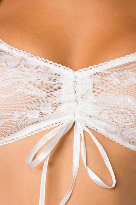 Preview: sexy bauchfrei bluse kurzarm weiss transparent spitze spielerspelunke