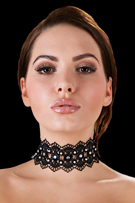 Preview: gestricktes halsband schwarz mit perlen und strasssteinchen boutiqueburlesque