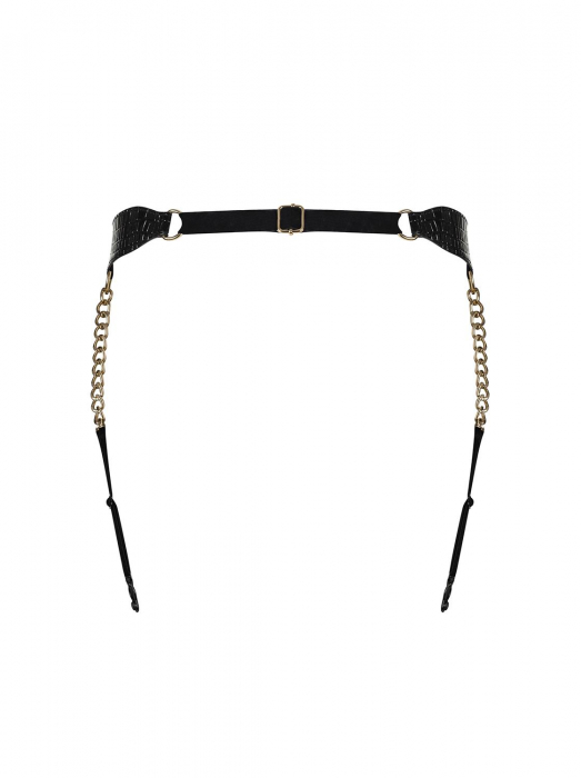 Preview: kunstleder schwarz goldketten garter suspender belt strapsguertel schwarze lingerie dessous spielerspelunke
