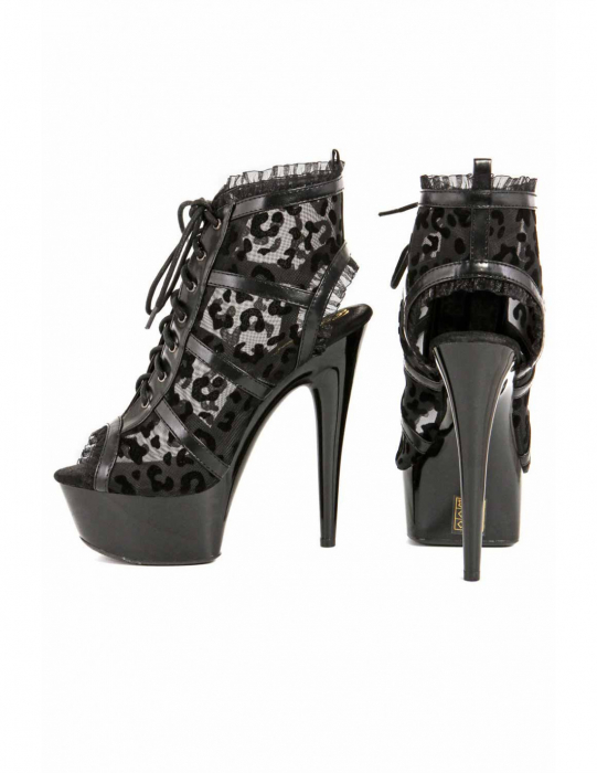 Preview: burlesque high heels viktorianisch plateausohle lackschwarz mesh leopardenmuster spielerspelunke