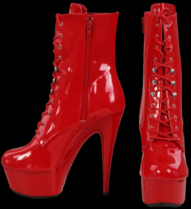 Preview: rote plateau lack stiefelette heel plateau reißverschluß