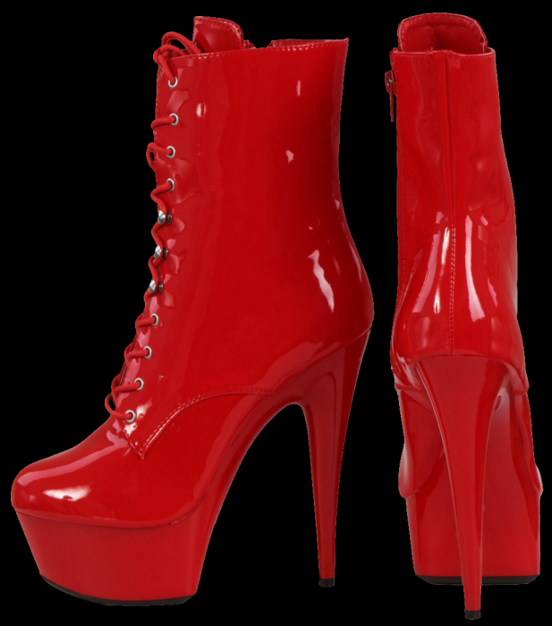 Preview: rote plateau lack stiefelette heel plateau reißverschluß