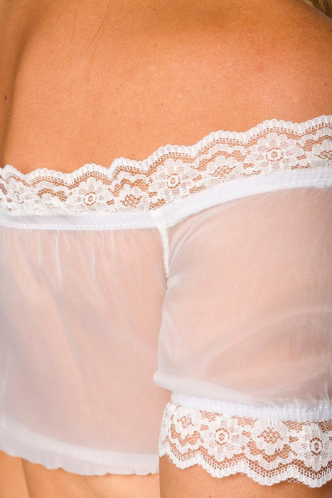 Preview: sexy bauchfrei schulterfrei bluse weiss transparent spielerspelunke