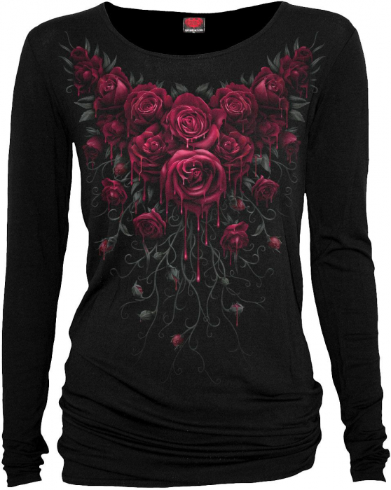 spielerspelunke damen longsleeve blood rose