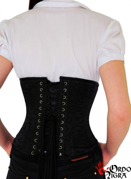 Preview: Unterbrust Korsett Brokat schwarz