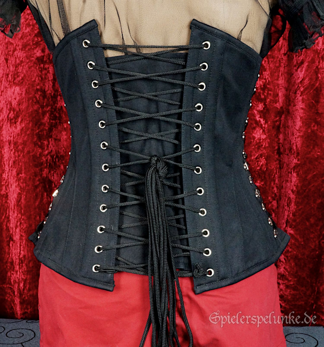 Unterbrustkorsett Taft weiss mit C-Locks vorn, Schnürung hinten und Zierschnürungen seitlich