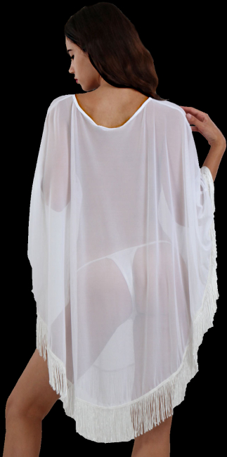 weisser poncho transparent tüll mit fransen spielerspelunke boutique burlesque