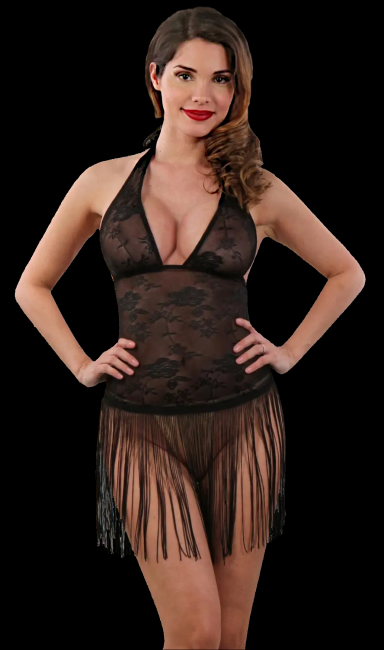 transparentes spitzen chemise babydoll mit fadenrock und neckholder boutiqueburlesque