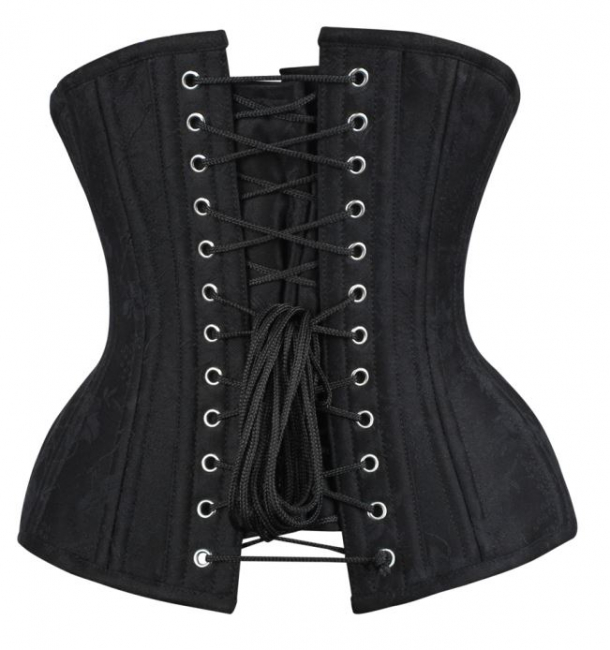 Unterbrust Korsett kurvige Form Brokat schwarz