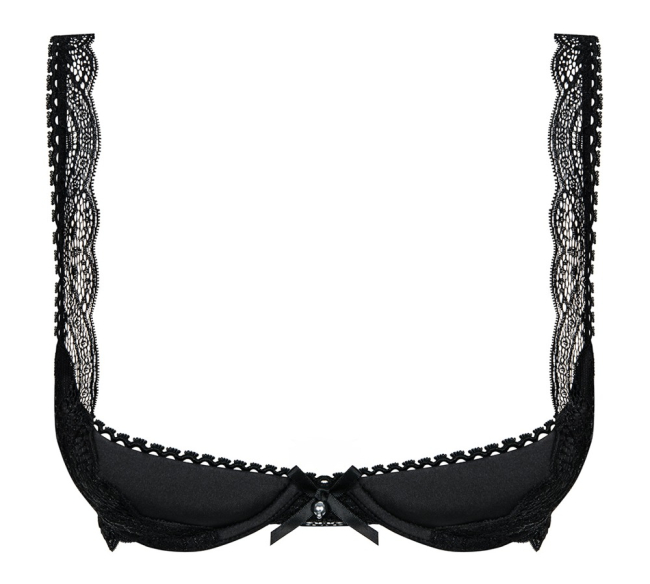 Schwarzer Brustheber mit Bügel-Cups und Spitzenträgern