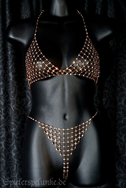 Spielerspelunke körperschmuck gold strass Bikini