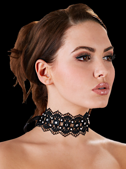 gestricktes halsband schwarz mit perlen und strasssteinchen boutiqueburlesque