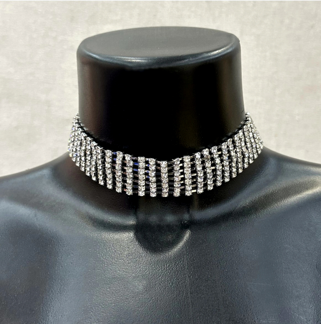 strasshalsband silber breit glitzer boutiqueburlesque