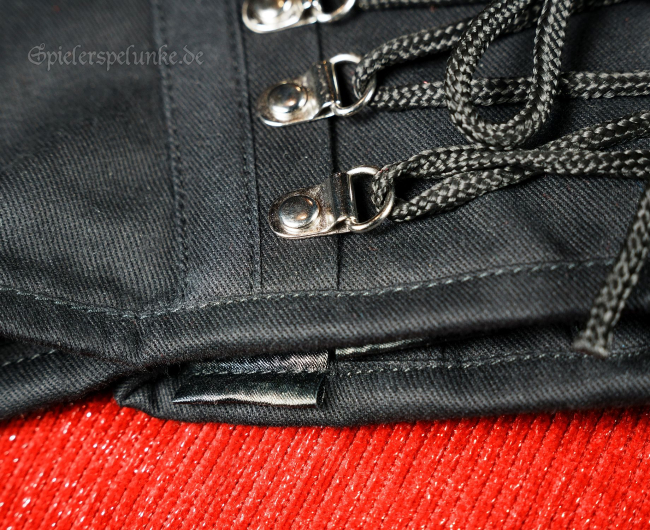 Miedergürtel Taft schwarz mit Formstäbchen, Schnürung vorn und hinten und Reißverschluss an der Seite