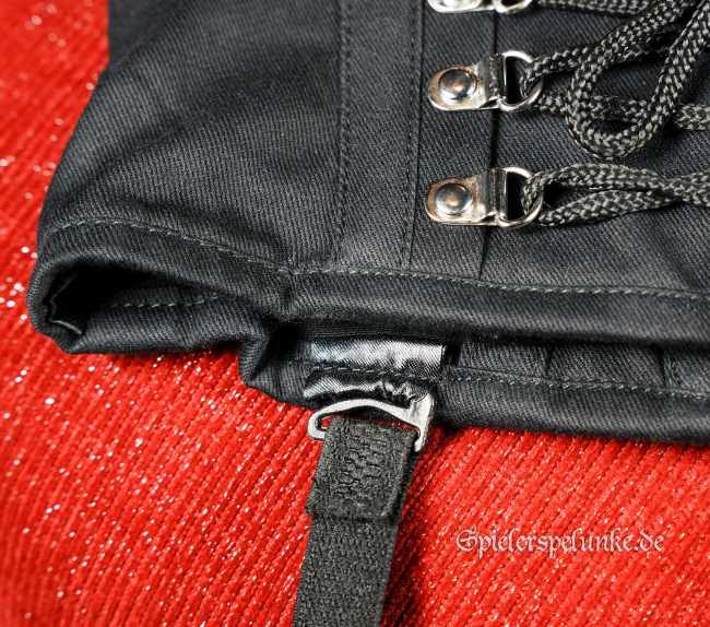 Miedergürtel Taft schwarz mit Formstäbchen, Schnürung vorn und hinten und Reißverschluss an der Seite