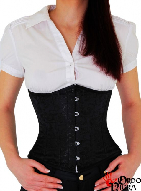 unterbrustkorsett schwarzer brokat