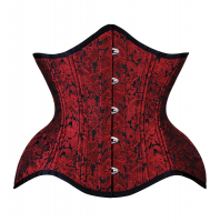 Unterbrust Korsett kurvige Form Brokat rot-schwarz