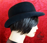 Melone Steampunk Burlesque schwarzer Wollfilz mit Hutband