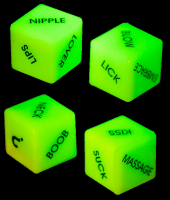 Liebeswürfel 2 Stck. fluoreszierend englisch leuchtend im Dunkeln Glow in the dark
