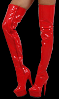 Rote High Heel Overknee Lackstiefel mit Plateau und Reißverschluß