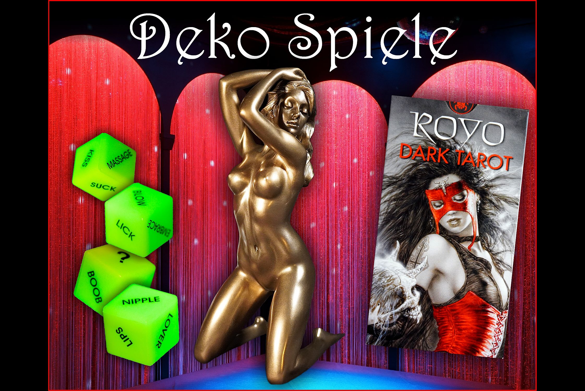 Burleske Dekorationen und Spiele in der Boutique Burlesque